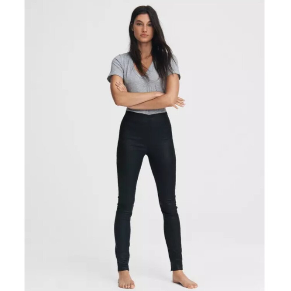 Women's Rag & Bone Nina High-Rise Pull On Pants- Coated Navy